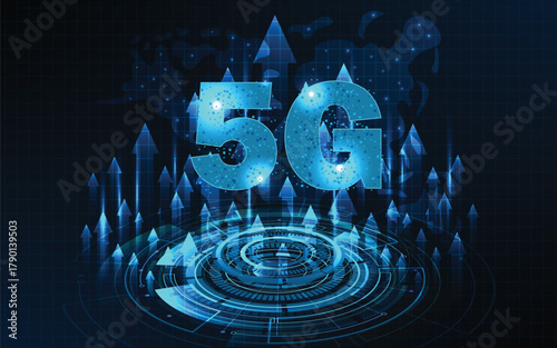 5G Network internet concept background. Creative glowing 5G Network internet concept background