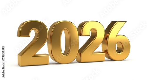 Illustration of golden 2026 year number for new year celebration