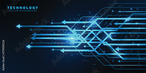 Blue abstract background with arrows. Speed lines illustration