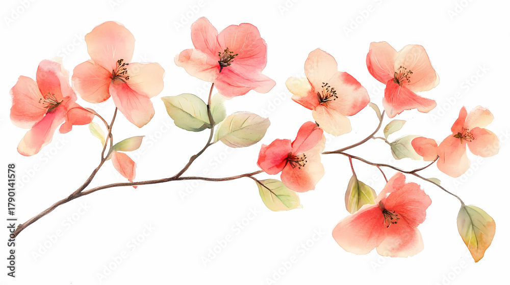 Fototapeta premium Delicate Watercolor Flower Branch