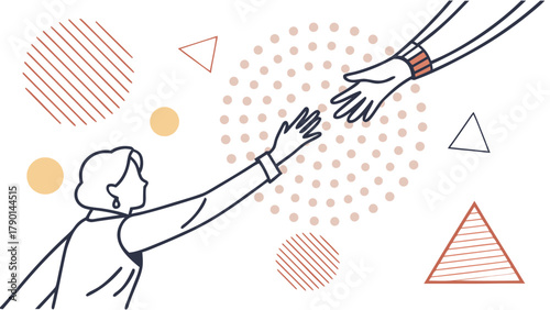 Two hands reaching out to each other in a gesture of connection and support