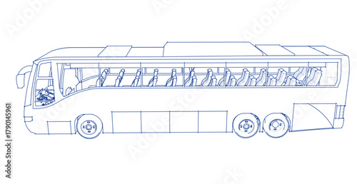 bus sketch concept 3d illustration