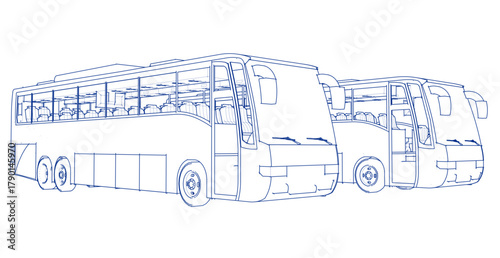bus sketch concept 3d illustration