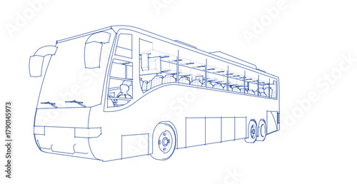 bus sketch concept 3d illustration