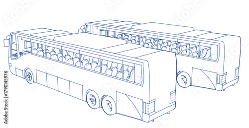 bus sketch concept 3d illustration