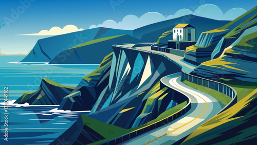 Dunquin Pier Zigzag Path Vector – Dingle Peninsula Ireland Coast