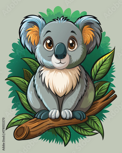 Alert Australian Wildlife Koala Illustration