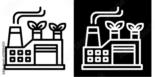 Factory Eco Friendly  Icon Set White Style Collection
