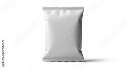 Illustration of blank white foil bag package for snack