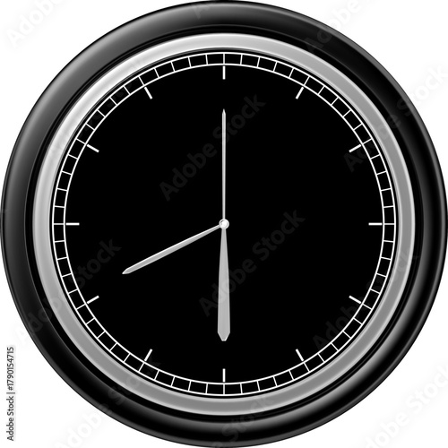 Black minimal clock showing 8,30 time