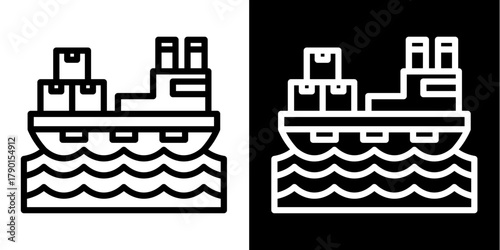 Cargo Ship   Icon Set White Style Collection