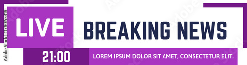 Breaking news live broadcast header graphic for TV