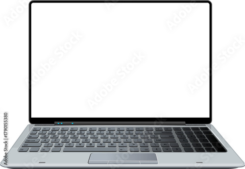 Laptop Transparent Blank Screen - Front View Empty PC Screen Vector Template