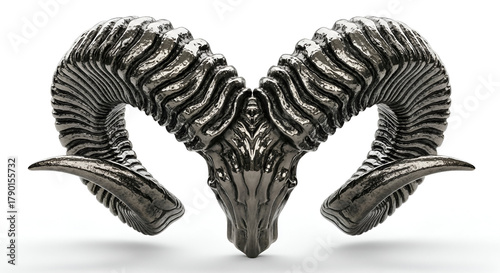 Metallic Ram Skull isolated on pure transparent background