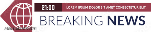 Breaking news graphic with globe icon for urgent broadcast report