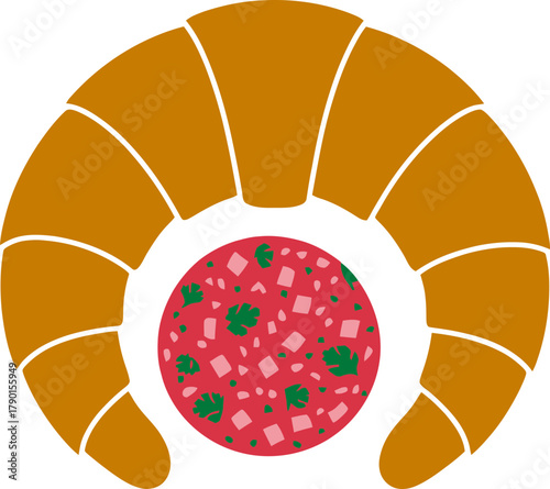 Freshly baked croissant filled with delicious savory toppings for a perfect breakfast treat