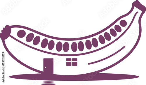 Creative banana house logo design for food business, real estate, or healthy lifestyle brands