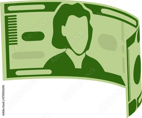 Waving green dollar bill illustrating finance and wealth