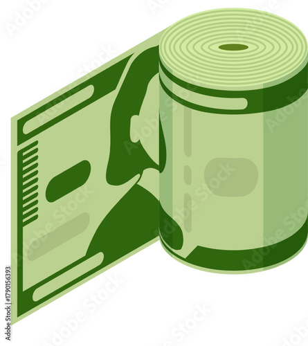 Money roll unrolling financial wealth concept