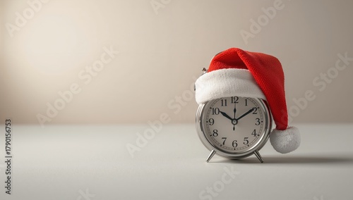 Alarm clock placed under a cap on a surface suitable for text layout