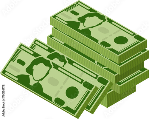 Stacking money bills representing finance and wealth concept