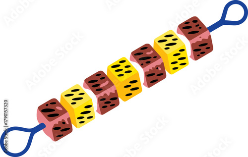 Delicious meat and pineapple skewer ready for grilling or serving at a summer BBQ