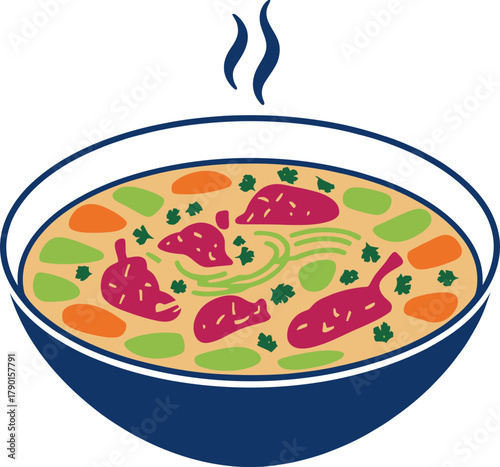 Hearty, steaming bowl of delicious vegetable and meat stew, perfect for a comforting meal