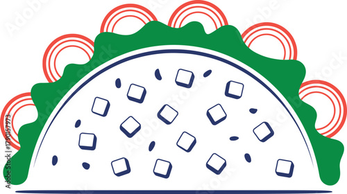 Vibrant taco illustration with fresh ingredients, perfect for food branding and menus