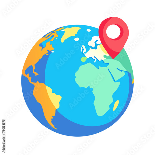 Globe with Location Pin Icon