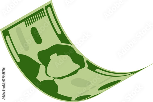 Green dollar bill floating representing financial success