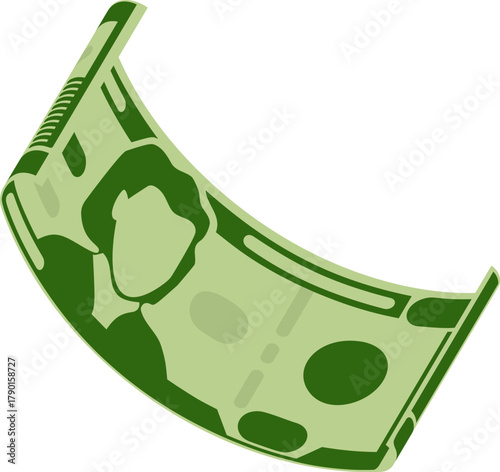 American dollar bill floating falling through air