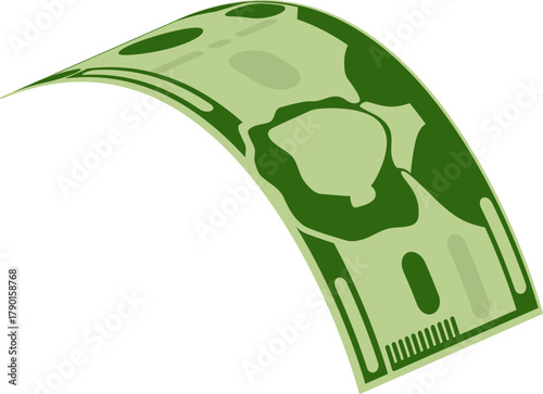 Green banknote flying representing finance wealth and success