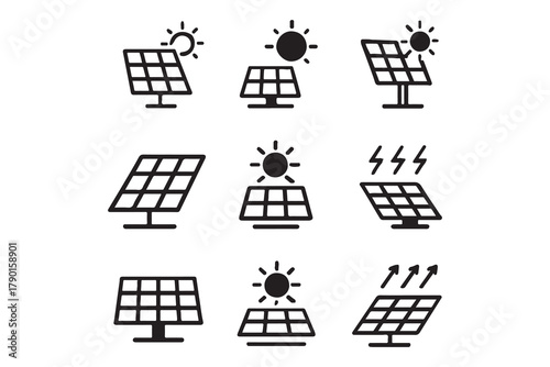 Renewable Energy Solar Panel Icon Set