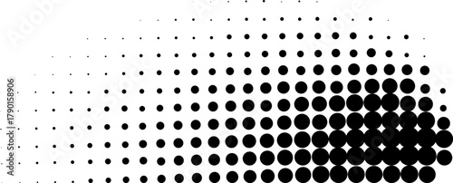 Black dots forming a halftone gradient texture on white