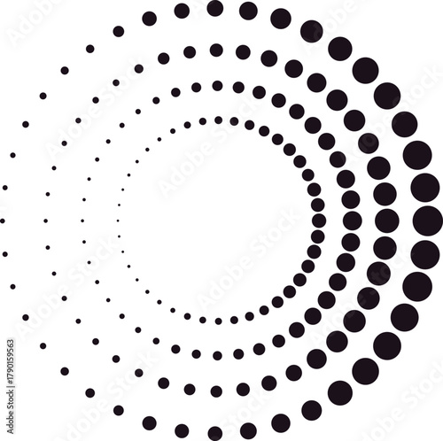 Black dots forming expanding spiral concentric pattern