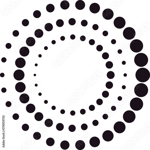 Dots forming circular spiral pattern increasing size