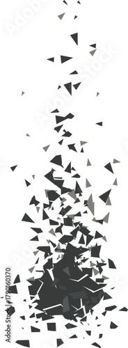 Abstract exploding dark particles scattering upwards on white