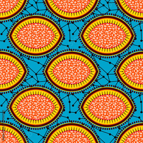 African wax print fabric pattern with eye shapes
