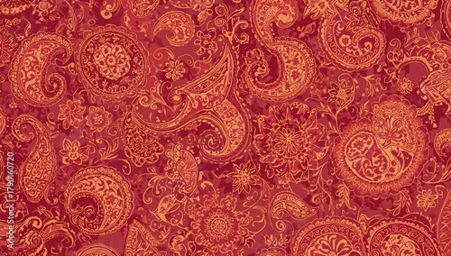 Traditional Indian paisley design on backdrop, suitable for editorial header background
