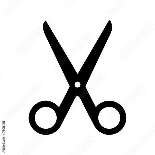 Simple black scissors icon representing cutting tools and crafting activities
