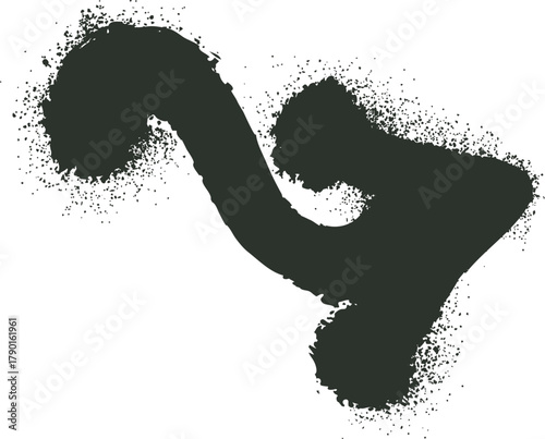 Abstract wavy black ink spray paint stroke