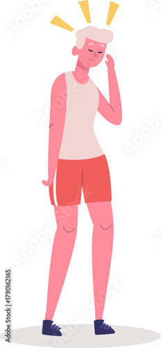 Person experiencing headache or migraine pain concept