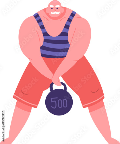 Strongman lifting kettlebell representing strength and health