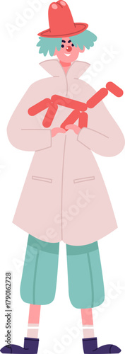 Playful entertainer crafting balloon animal dog character