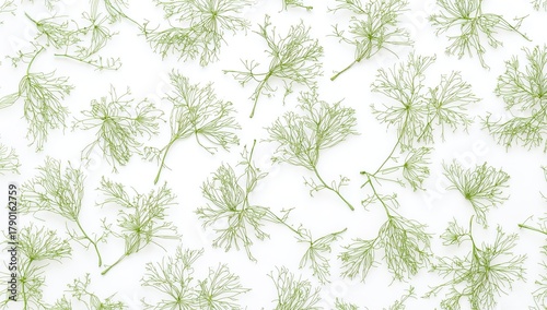 Seamless pattern featuring dill flowers, suitable for editorial header background
