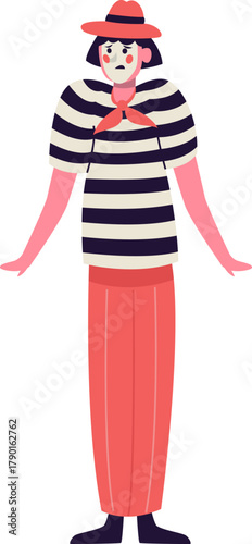 Mime artist performing acting as theater character