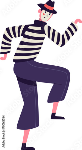 Mime artist performing silent acting and illusion