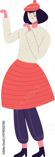 Mime artist pretending drawing heart on face