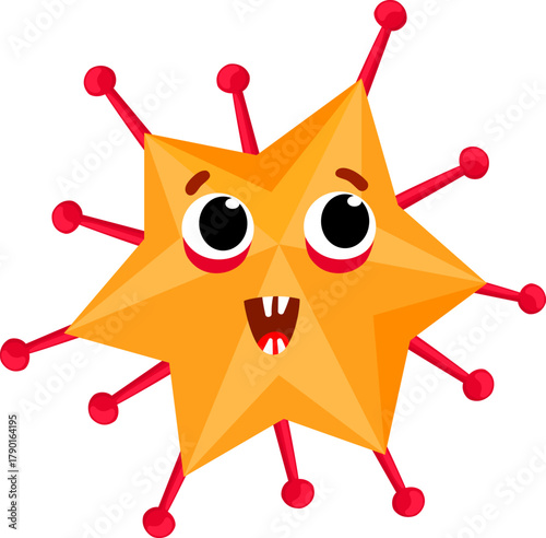 Cartoon virus microbe character smiling cheerfully
