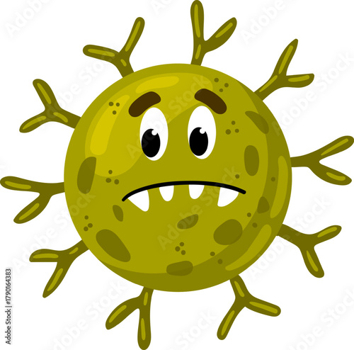 Cartoon germ character showing a worried expression